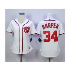 Women Washington Nationals #34 Bryce Harper White Fashion Stitched MLB Jersey