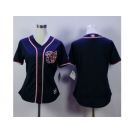 Women Washington Nationals Blank Navy Blue Alternate 2 Stitched MLB Jersey