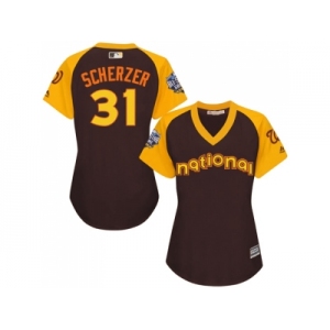Women's Majestic Washington Nationals #31 Max Scherzer Authentic Brown 2016 All-Star National League BP Cool Base MLB Jersey