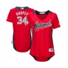 Women's Majestic Washington Nationals #34 Bryce Harper Game Red National League 2018 MLB All-Star MLB Jersey