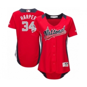 Women's Majestic Washington Nationals #34 Bryce Harper Game Red National League 2018 MLB All-Star MLB Jersey