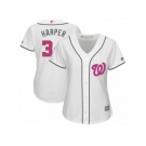 Women's Majestic Washington Nationals #34 Bryce Harper Replica White Mother's Day Cool Base MLB Jersey