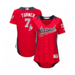 Women's Majestic Washington Nationals #7 Trea Turner Game Red National League 2018 MLB All-Star MLB Jersey