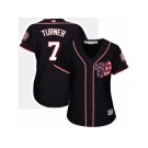 Women's Majestic Washington Nationals #7 Trea Turner Replica Navy Blue Alternate 2 Cool Base MLB Jersey