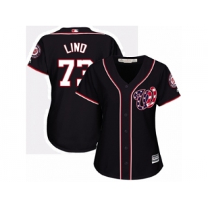 Women's Majestic Washington Nationals #73 Adam Lind Replica Navy Blue Alternate 2 Cool Base MLB Jersey