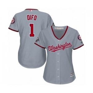 Women's Washington Nationals #1 Wilmer Difo Authentic Grey Road Cool Base 2019 World Series Bound Baseball Jersey
