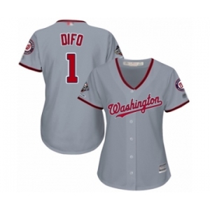 Women's Washington Nationals #1 Wilmer Difo Authentic Grey Road Cool Base 2019 World Series Champions Baseball Jersey