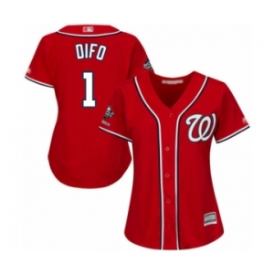 Women's Washington Nationals #1 Wilmer Difo Authentic Red Alternate 1 Cool Base 2019 World Series Champions Baseball Jersey