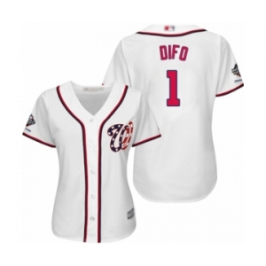 Women's Washington Nationals #1 Wilmer Difo Authentic White Home Cool Base 2019 World Series Champions Baseball Jersey