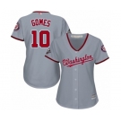 Women's Washington Nationals #10 Yan Gomes Authentic Grey Road Cool Base 2019 World Series Bound Baseball Jersey