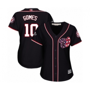 Women's Washington Nationals #10 Yan Gomes Authentic Navy Blue Alternate 2 Cool Base 2019 World Series Bound Baseball Jersey