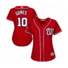 Women's Washington Nationals #10 Yan Gomes Authentic Red Alternate 1 Cool Base 2019 World Series Champions Baseball Jersey