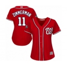 Women's Washington Nationals #11 Ryan Zimmerman Authentic Red Alternate 1 Cool Base 2019 World Series Bound Baseball Jersey