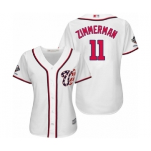 Women's Washington Nationals #11 Ryan Zimmerman Authentic White Home Cool Base 2019 World Series Champions Baseball Jersey