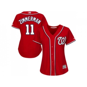Women's Washington Nationals #11 Ryan Zimmerman Red Alternate Stitched MLB Jersey