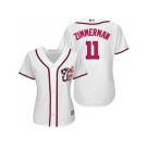 Women's Washington Nationals #11 Ryan Zimmerman White Home Stitched MLB Jersey