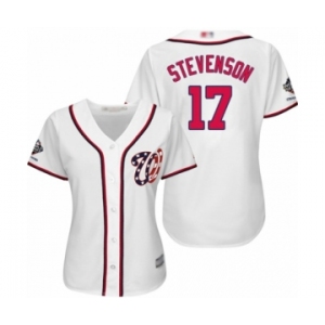 Women's Washington Nationals #17 Andrew Stevenson Authentic White Home Cool Base 2019 World Series Champions Baseball Jersey