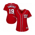 Women's Washington Nationals #19 Anibal Sanchez Authentic Red Alternate 1 Cool Base 2019 World Series Bound Baseball Jersey