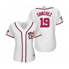 Women's Washington Nationals #19 Anibal Sanchez Authentic White Home Cool Base 2019 World Series Champions Baseball Jersey