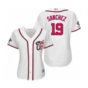 Women's Washington Nationals #19 Anibal Sanchez Authentic White Home Cool Base 2019 World Series Champions Baseball Jersey