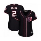 Women's Washington Nationals #2 Adam Eaton Authentic Navy Blue Alternate 2 Cool Base 2019 World Series Bound Baseball Jersey