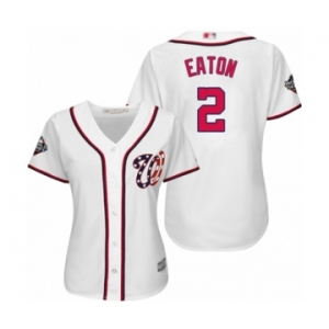 Women's Washington Nationals #2 Adam Eaton Authentic White Home Cool Base 2019 World Series Bound Baseball Jersey