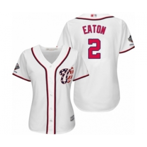 Women's Washington Nationals #2 Adam Eaton Authentic White Home Cool Base 2019 World Series Champions Baseball Jersey