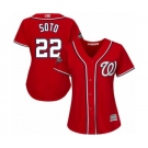 Women's Washington Nationals #22 Juan Soto Authentic Red Alternate 1 Cool Base 2019 World Series Bound Baseball Jersey