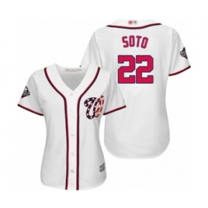 Women's Washington Nationals #22 Juan Soto Authentic White Home Cool Base 2019 World Series Bound Baseball Jersey