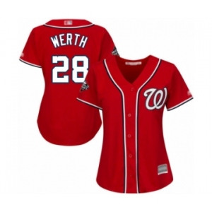 Women's Washington Nationals #28 Jayson Werth Authentic Red Alternate 1 Cool Base 2019 World Series Bound Baseball Jersey