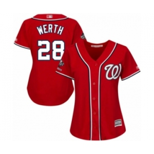 Women's Washington Nationals #28 Jayson Werth Authentic Red Alternate 1 Cool Base 2019 World Series Champions Baseball Jersey