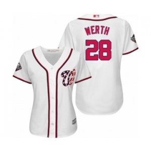 Women's Washington Nationals #28 Jayson Werth Authentic White Home Cool Base 2019 World Series Bound Baseball Jersey