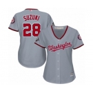 Women's Washington Nationals #28 Kurt Suzuki Authentic Grey Road Cool Base 2019 World Series Bound Baseball Jersey