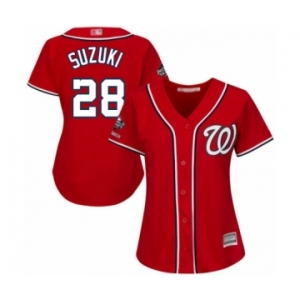 Women's Washington Nationals #28 Kurt Suzuki Authentic Red Alternate 1 Cool Base 2019 World Series Champions Baseball Jersey