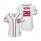 Women's Washington Nationals #28 Kurt Suzuki Authentic White Home Cool Base 2019 World Series Bound Baseball Jersey