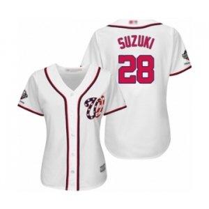 Women's Washington Nationals #28 Kurt Suzuki Authentic White Home Cool Base 2019 World Series Champions Baseball Jersey