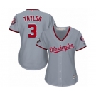 Women's Washington Nationals #3 Michael Taylor Authentic Grey Road Cool Base 2019 World Series Bound Baseball Jersey