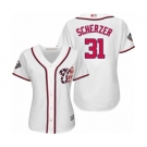 Women's Washington Nationals #31 Max Scherzer Authentic White Home Cool Base 2019 World Series Bound Baseball Jersey