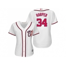 Women's Washington Nationals #34 Bryce Harper White Fashion Stitched MLB Jersey