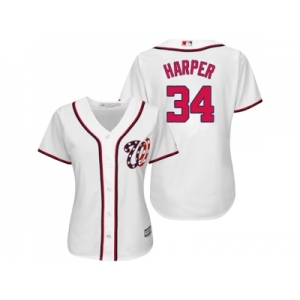 Women's Washington Nationals #34 Bryce Harper White Fashion Stitched MLB Jersey