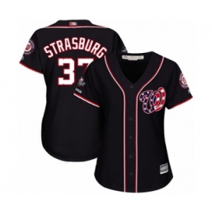 Women's Washington Nationals #37 Stephen Strasburg Authentic Navy Blue Alternate 2 Cool Base 2019 World Series Champions Baseball Jersey