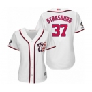 Women's Washington Nationals #37 Stephen Strasburg Authentic White Home Cool Base 2019 World Series Champions Baseball Jersey