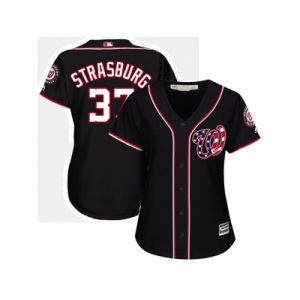 Women's Washington Nationals #37 Stephen Strasburg Navy Blue Alternate Stitched MLB Jersey