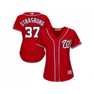 Women's Washington Nationals #37 Stephen Strasburg Red Alternate Stitched MLB Jersey