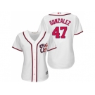 Women's Washington Nationals #47 Gio Gonzalez White Home Stitched MLB Jersey