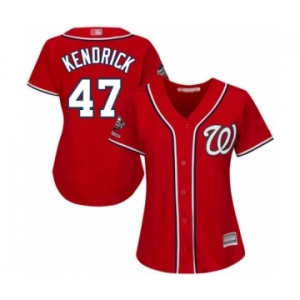 Women's Washington Nationals #47 Howie Kendrick Authentic Red Alternate 1 Cool Base 2019 World Series Champions Baseball Jersey