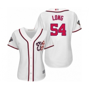 Women's Washington Nationals #54 Kevin Long Authentic White Home Cool Base 2019 World Series Bound Baseball Jersey