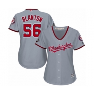 Women's Washington Nationals #56 Joe Blanton Authentic Grey Road Cool Base 2019 World Series Bound Baseball Jersey