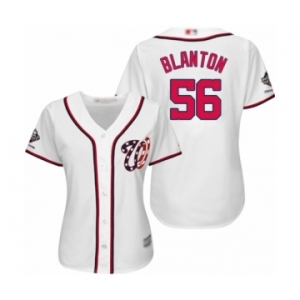 Women's Washington Nationals #56 Joe Blanton Authentic White Home Cool Base 2019 World Series Champions Baseball Jersey