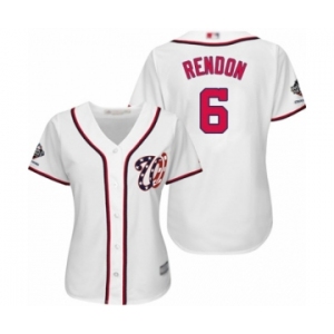 Women's Washington Nationals #6 Anthony Rendon Authentic White Home Cool Base 2019 World Series Champions Baseball Jersey